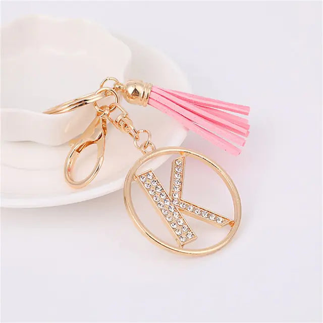 Rhinestones English Letter Alloy Keychain