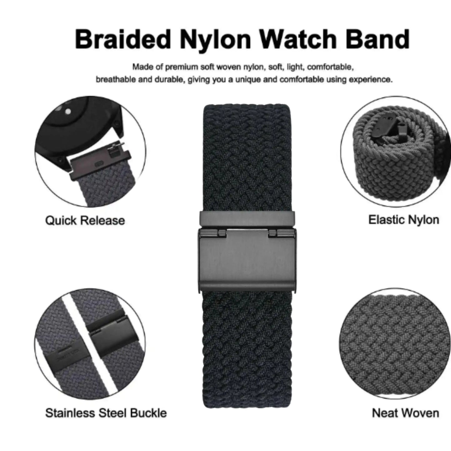 Orange  Braided Nylon Watch Band