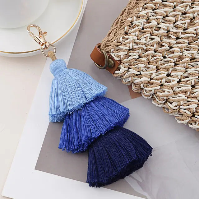 Multicolor Handmade Layered Tassel Keychain