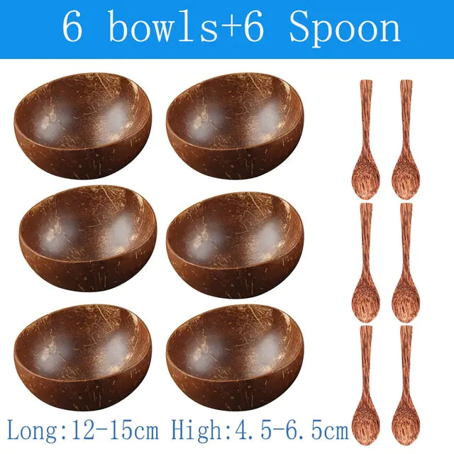 Natural Coconut Bowl Spoon Tableware Set