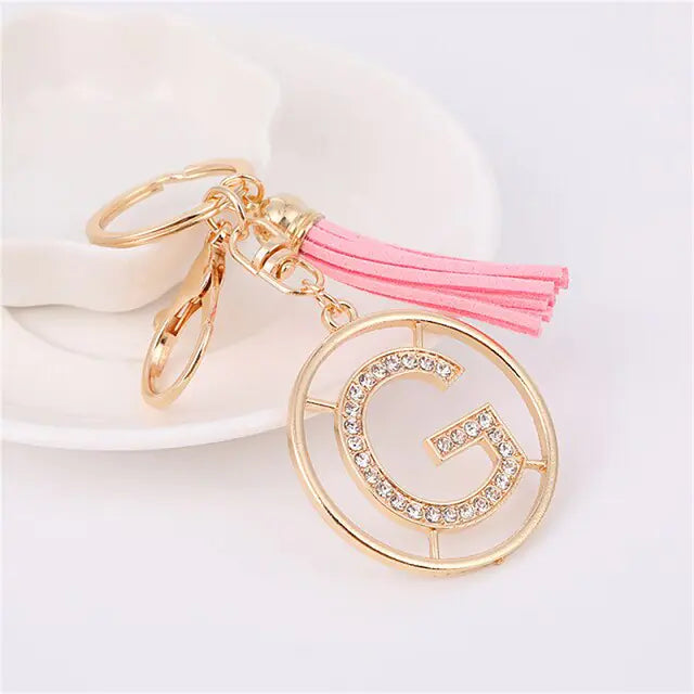 Rhinestones English Letter Alloy Keychain