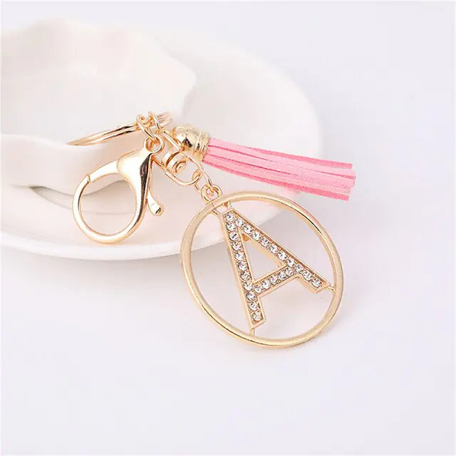 Rhinestones English Letter Alloy Keychain