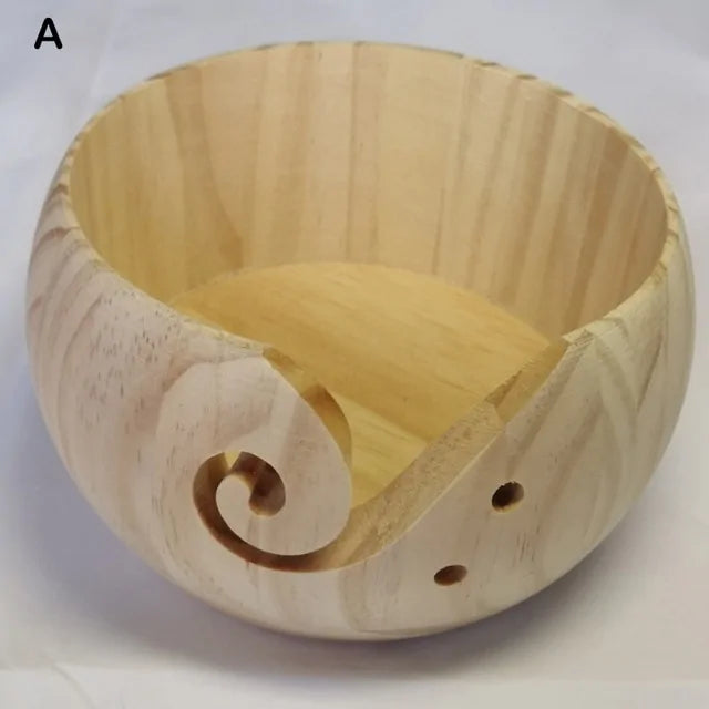 Natural Wooden Yarn Storage Bowl