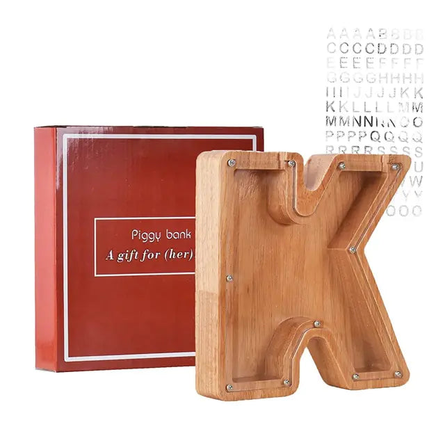 Twenty-Six Letter Wooden Piggy Bank