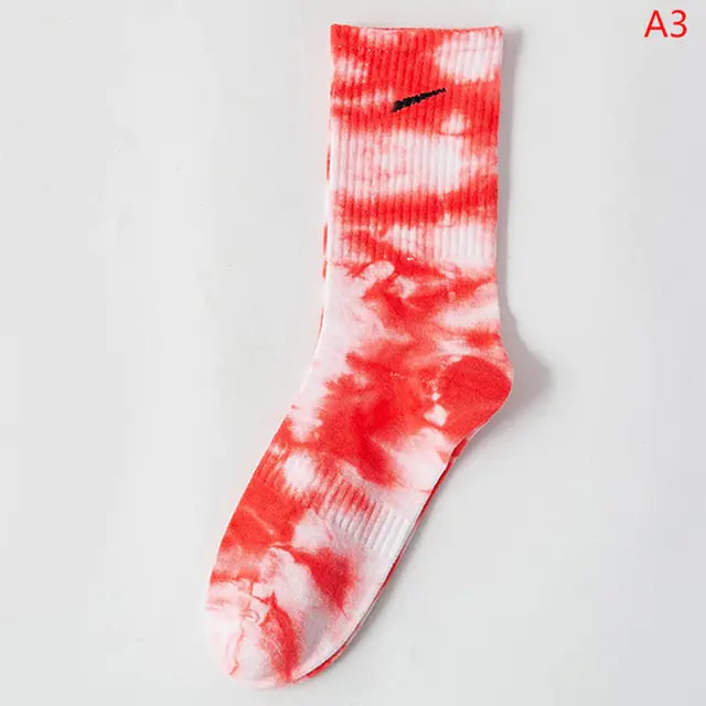 Women Tie-dye Middle Tube Socks