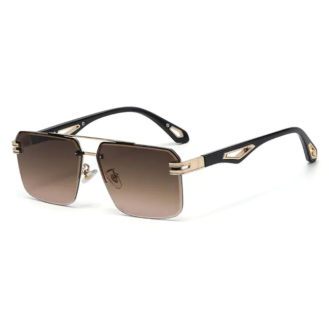 Oversized Rimless Rectangle Sunglasses