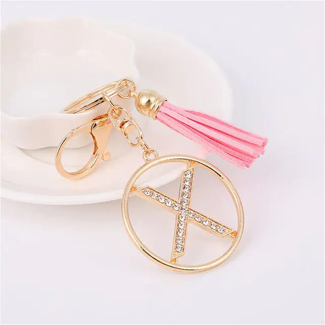 Rhinestones English Letter Alloy Keychain