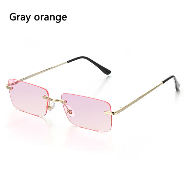 Rimless Small Rectangle Sunglasses UV400 Eyewear