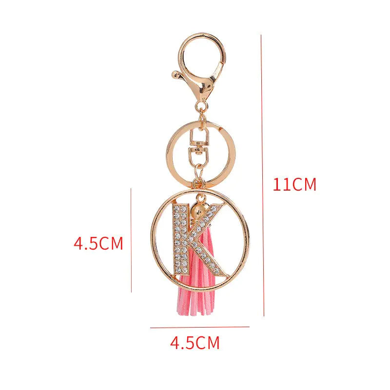 Rhinestones English Letter Alloy Keychain