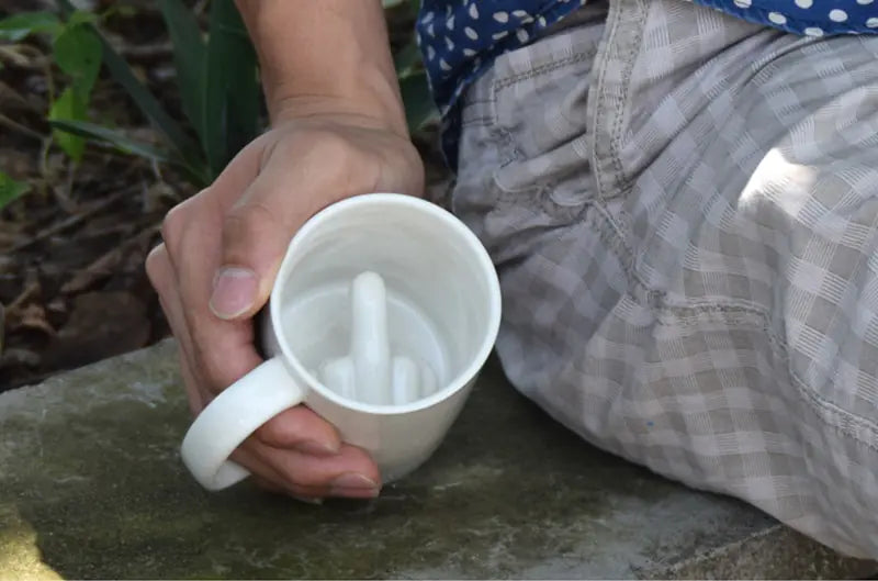 White Middle Finger Mug