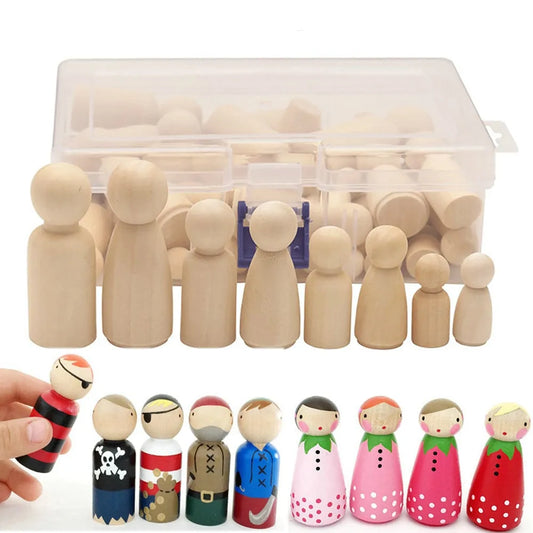 Unpainted Wooden Peg Dolls