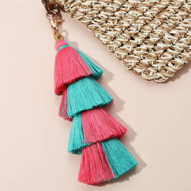 Multicolor Handmade Layered Tassel Keychain