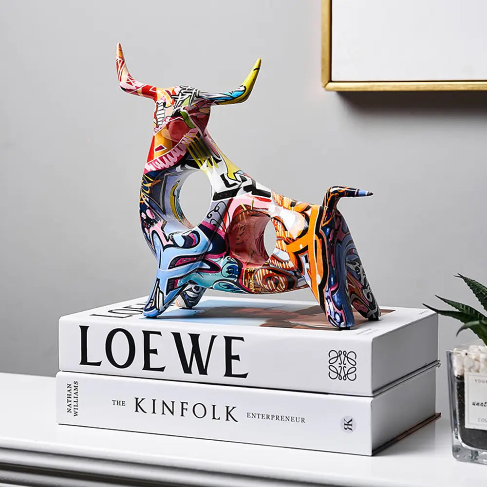 Modern Art Graffiti Cow Figurines